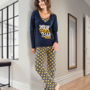 Derya Kurşun V Yaka Uzun Kollu Kadın Pijama Takım 1104