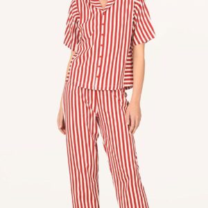 NBB Çizgili Kısa Kollu Gömlek Pijama Takım 67250